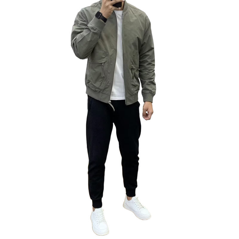 Herren Leichte Utility-Bomberjacke mit Reißverschluss, Multifunktions-Taschen und Rippbündchen Echoarchiv
