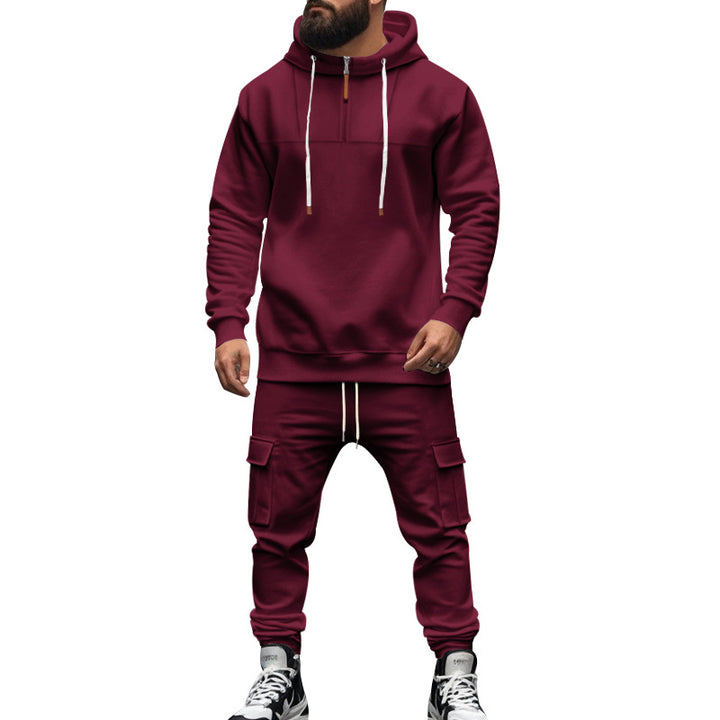 Herren komfortabler Hoodie- und Jogginganzug mit praktischen Cargo-Taschen und hohem Kragen Echoarchiv