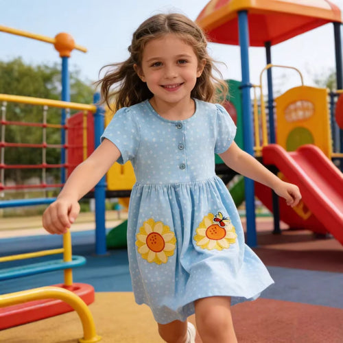Mädchen Sommerkleid mit verspielten Blumenapplikationen Echo Archiv