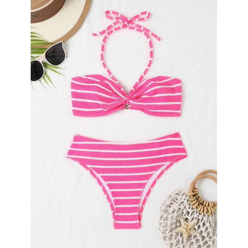 Damen Triangel-Bikini mit verspieltem Streifenmuster und verstellbarem Oberteil Echo Archiv