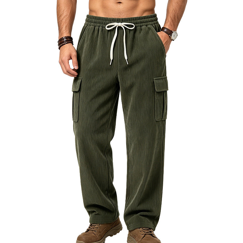 Herren Lässige Cord-Cargo-Hose mit elastischem Bund und Kordelzug Echoarchiv