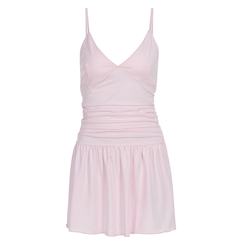 Damen Skaterkleid mit raffiniertem Rüschendesign und schmalen Trägern Echo Archiv