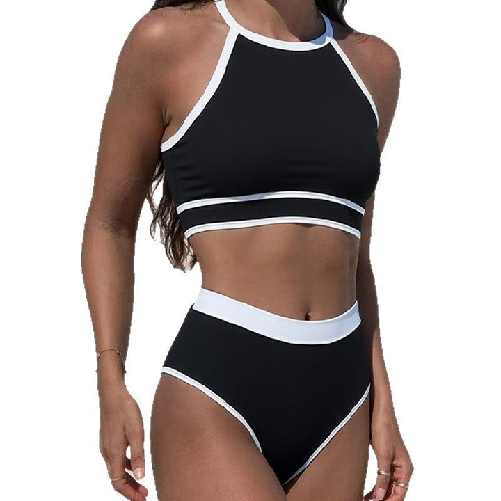 Damen Sportliches Bikini-Set mit hochgeschnittenem Unterteil und Racerback-Oberteil Echoarchiv