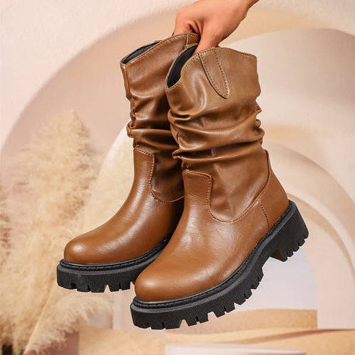 Damen nan robuste Chelsea-Plateau-Stiefelette mit grober Profilsohle und Filz-Einsätzen Echo Archiv