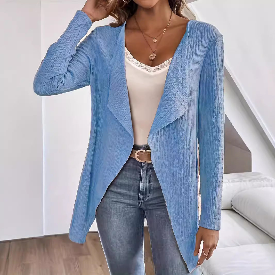 Damen Wasserfall-Blazer aus Crinkle-Struktur, leicht und offen Echoarchiv