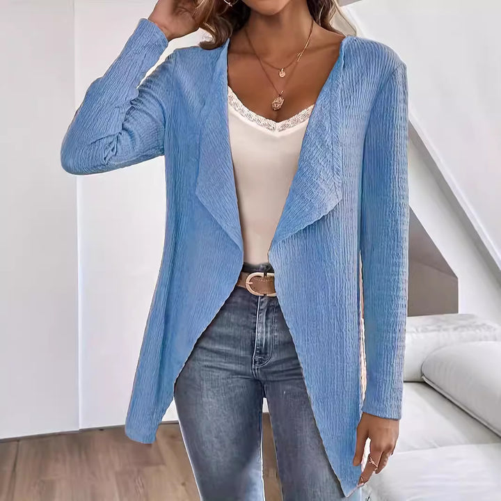 Damen Wasserfall-Blazer aus Crinkle-Struktur, leicht und offen Echoarchiv