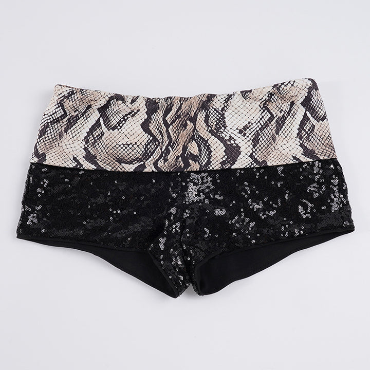 Damen Glitzerndes Minikleid mit Leopardenmuster und Spaghettiträgern Echo Archiv