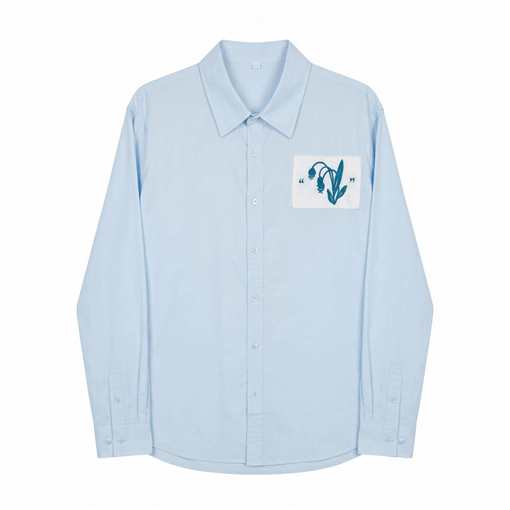 Herren Oversized Hemd mit gestickter Brustpatch und Kentkragen Echoarchiv