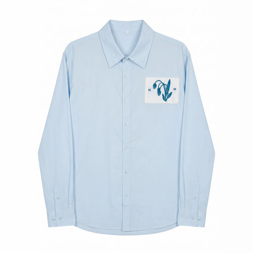 Herren Oversized Hemd mit gestickter Brustpatch und Kentkragen Echoarchiv
