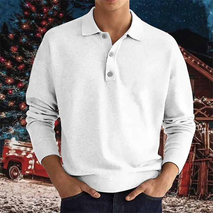 Herren Langarm-Polo mit modischem Henley-Kragen Echoarchiv