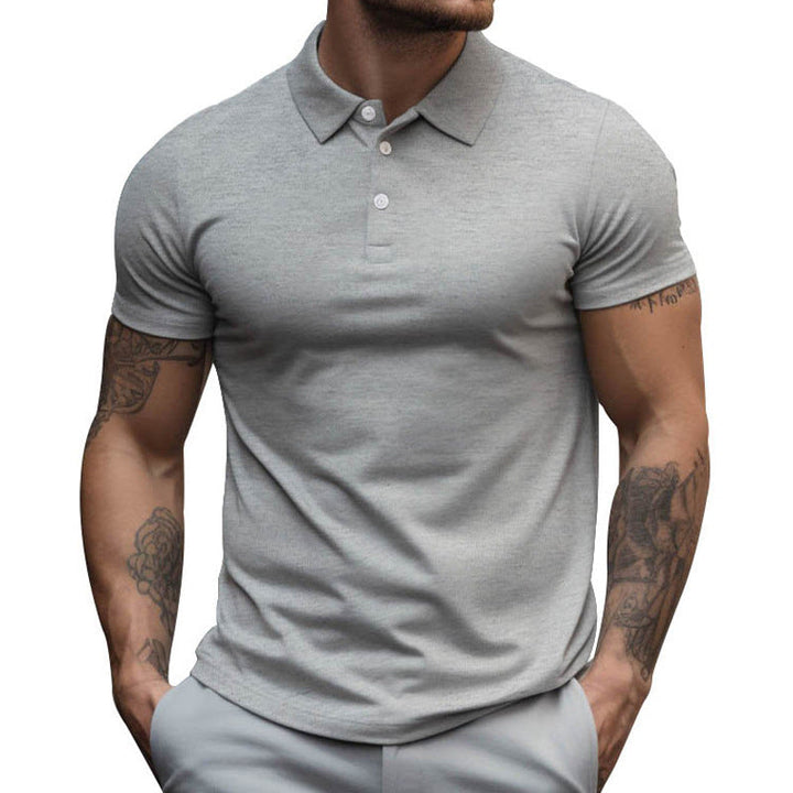 Herren nan tailliertes elastisches Piqué-Poloshirt mit klassischem Kragen Echoarchiv