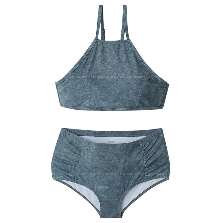 Damen Hoch tailliertes Bikini-Set mit hochwertigem Rippendesign Echo Archiv