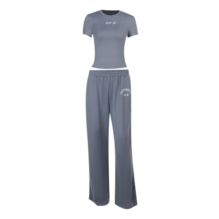 Damen Sportliches Set mit Figurbetontem Oberteil und weitem Hosen Echo Archiv