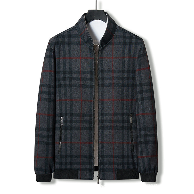 Herren modische Übergangsjacke mit kariertem Design und praktischem Reißverschluss Echoarchiv