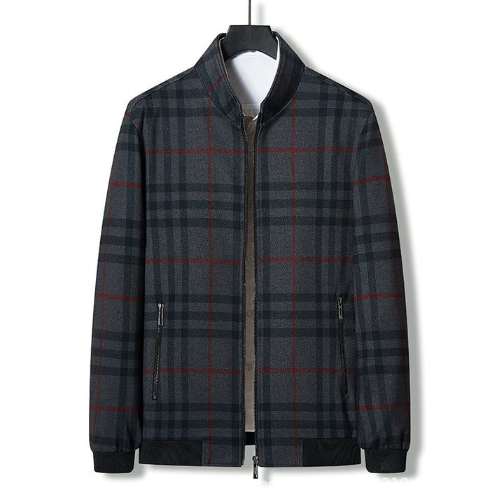 Herren modische Übergangsjacke mit kariertem Design und praktischem Reißverschluss Echoarchiv