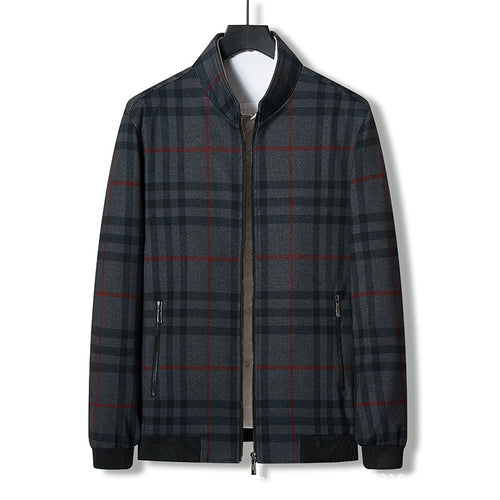 Herren modische Übergangsjacke mit kariertem Design und praktischem Reißverschluss Echoarchiv