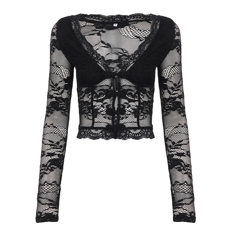 Damen Spitzentop mit romantischem Design und langen Ärmeln Echo Archiv