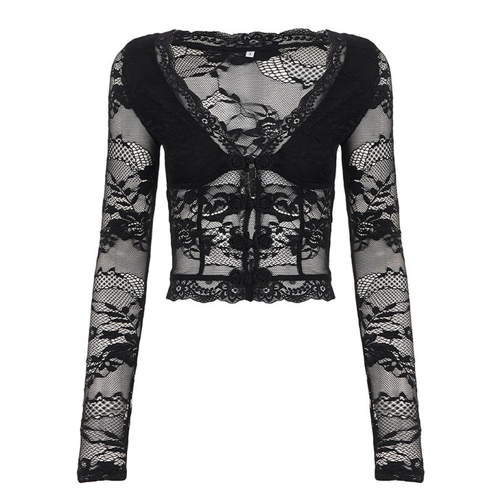 Damen Spitzentop mit romantischem Design und langen Ärmeln Echo Archiv