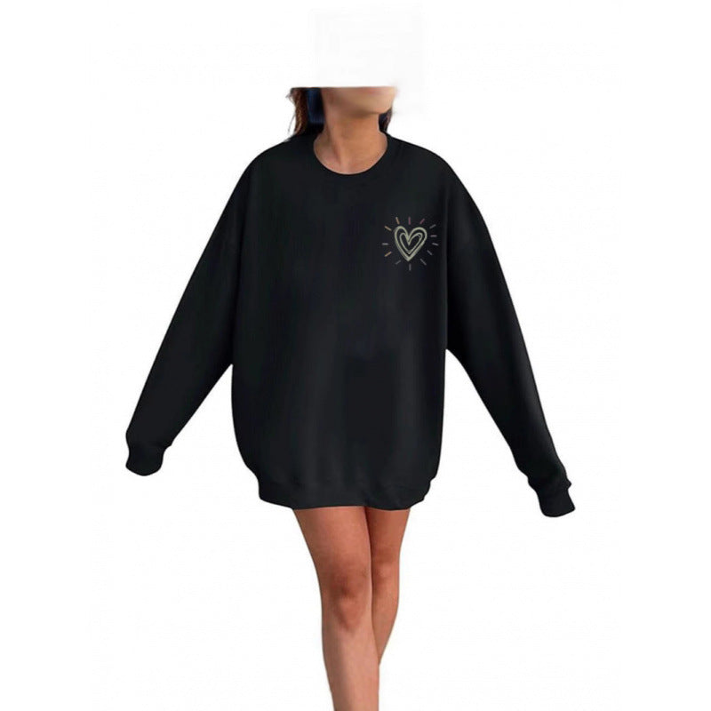 Damen Bequemer Sweatshirt mit Herzmotiv Echoarchiv