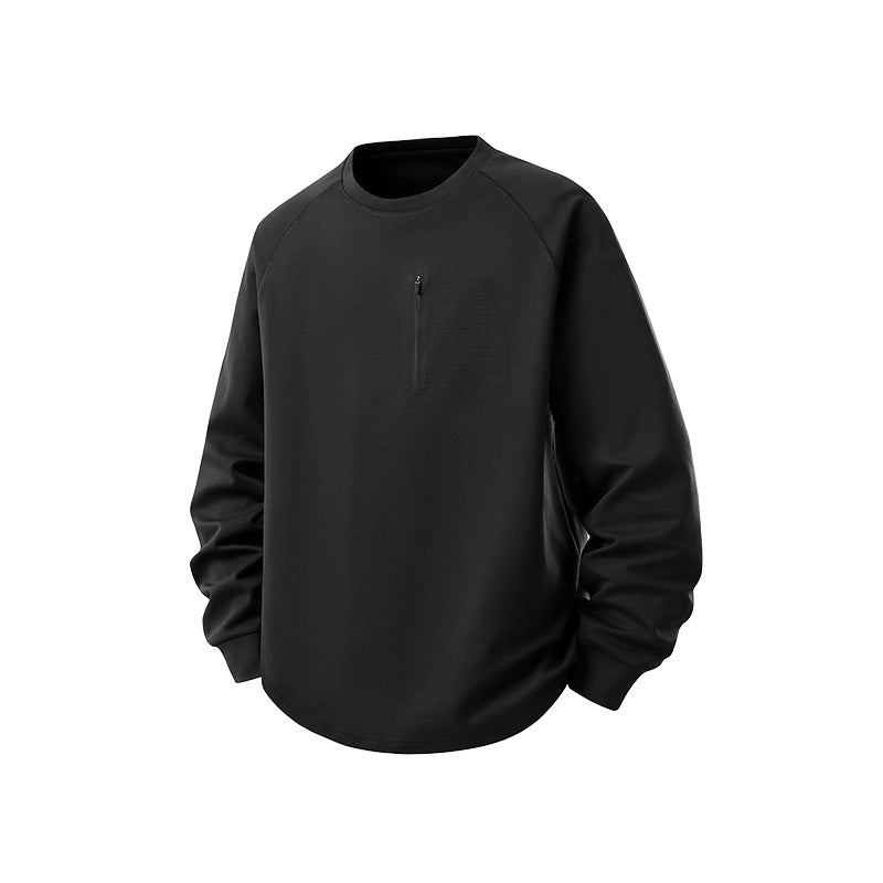 Herren Rundhals-Sweatshirt mit Brust-Reißverschluss, perforierter Utility-Blende und relaxter Passform Echo Archiv