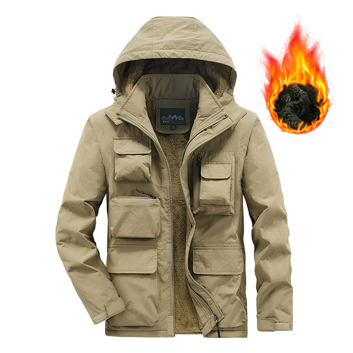 Herren Outdoor-Fieldjacke mit wärmender Teddyfutter‑Innenlage, Multifunktions‑Taschen und Kapuze Echo Archiv