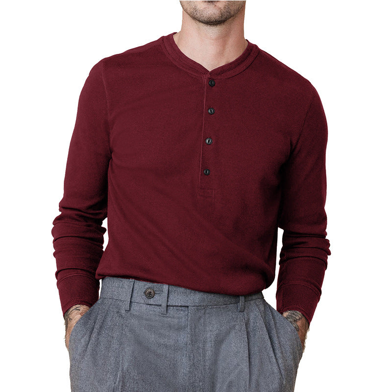 Herren Langarm Henley-Shirt mit modernen Knopfdetails Echoarchiv