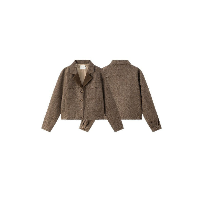 Damen Kurz geschnittene Boxy-Hemdjacke aus Wollmix mit Reverskragen und aufgesetzten Brusttaschen Echo Archiv