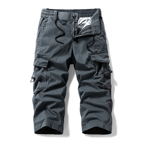 Herren Knielange Cargo-Shorts aus robustem Baumwoll‑Twill mit Elastikbund und Multifachtaschen Echo Archiv