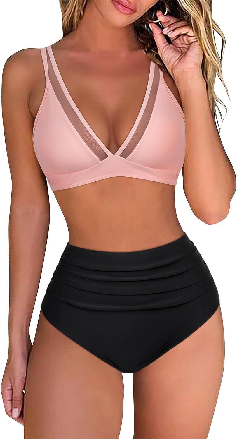 Damen Sportliches Bikini-Set mit atmungsaktiver Mesh-Ausschnittherstellung Echo Archiv