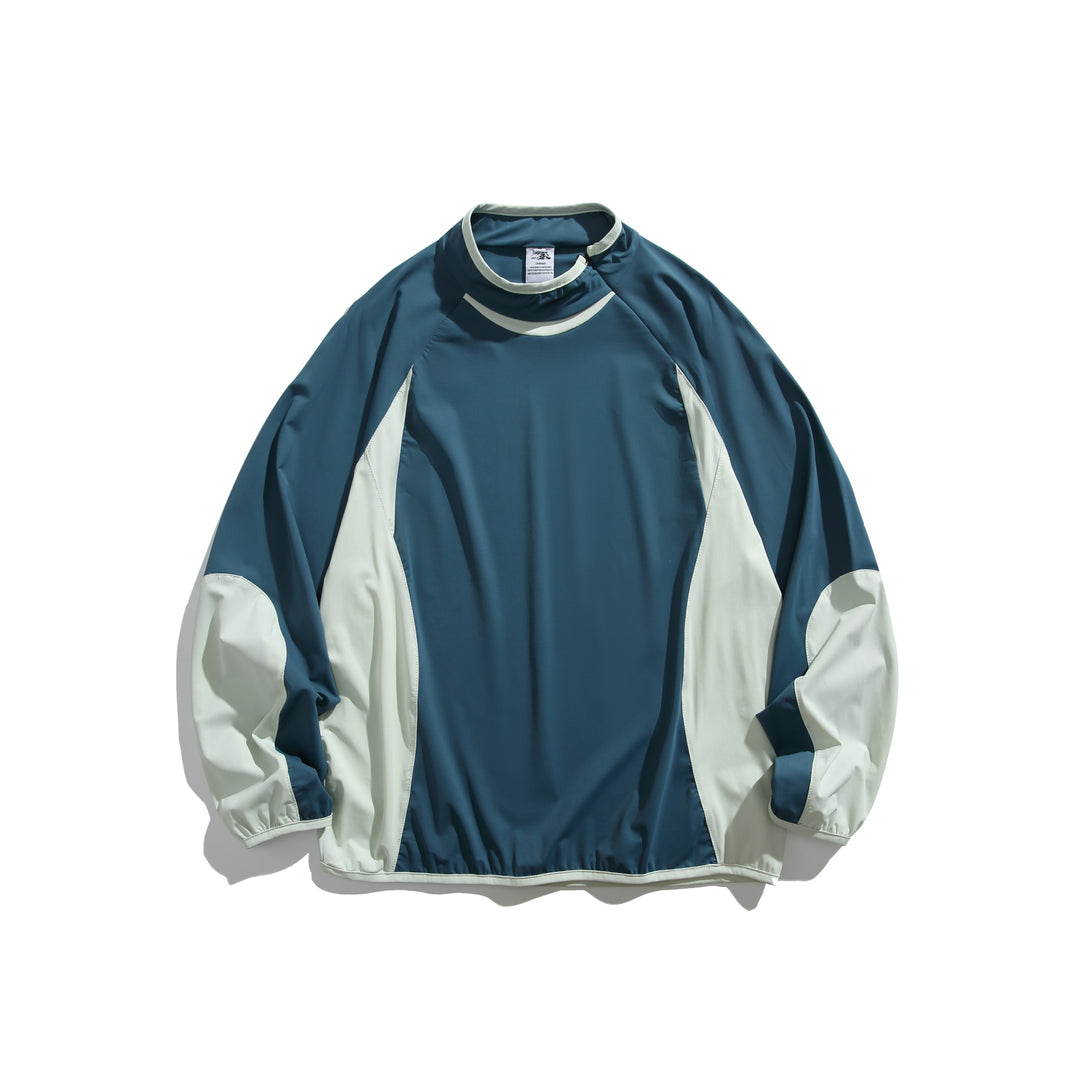 Unisex Oversize Windbreaker-Pullover mit Stehkragen und Kontrastpaneelen Echoarchiv