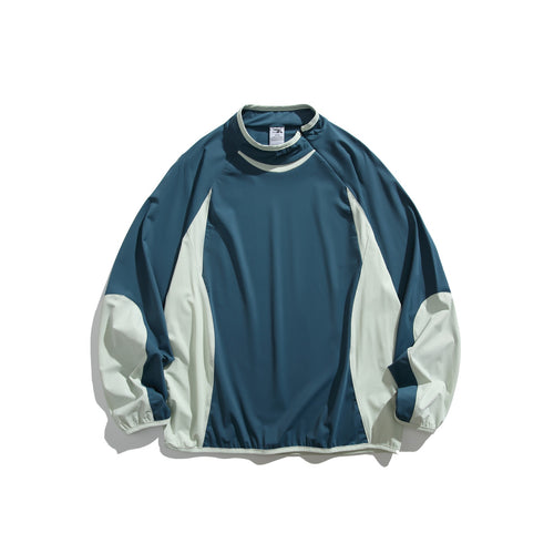 Unisex Oversize Windbreaker-Pullover mit Stehkragen und Kontrastpaneelen Echoarchiv