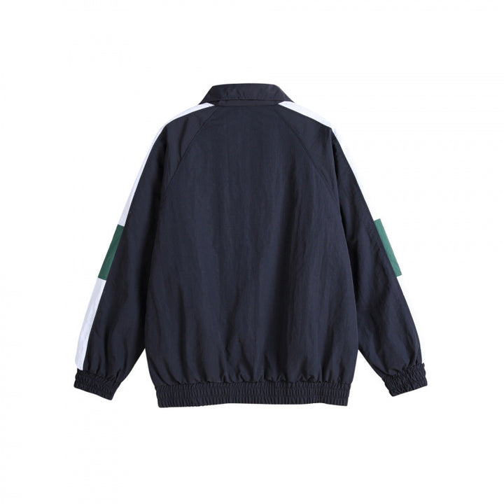 Unisex Retro Sportliche Zip-Trainingsjacke mit Stehkragen, Colorblock-Streifen und elastischem Saum Echo Archiv