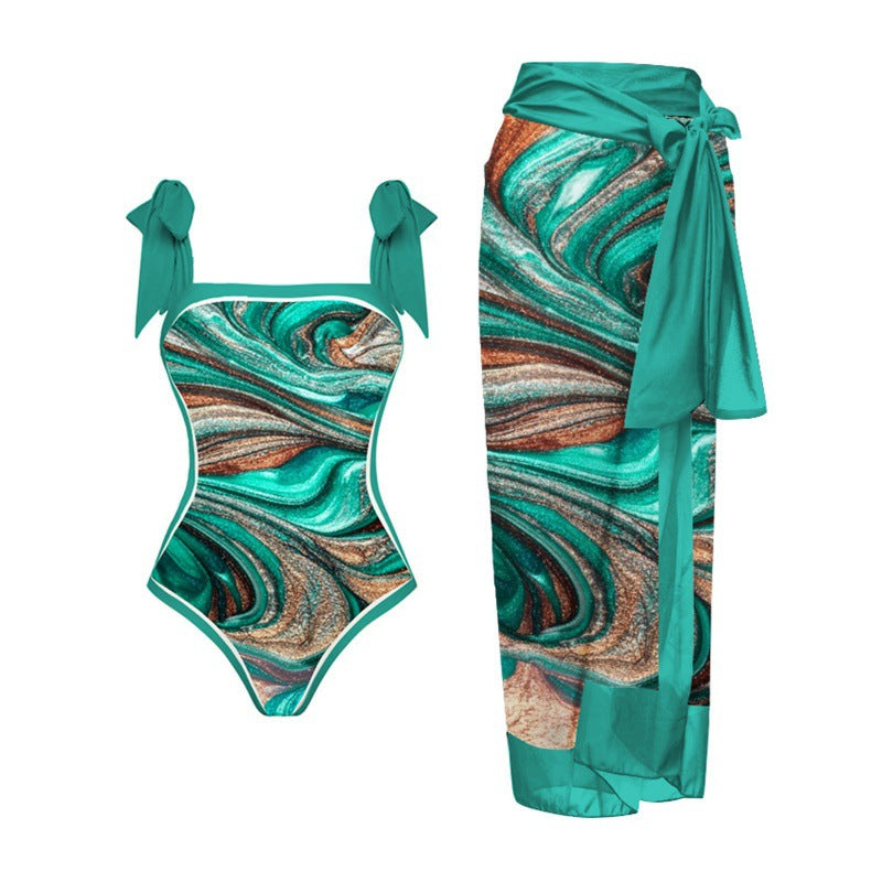 Damen Bikini-Set mit floralem Design und elegantem Überrock Echo Archiv