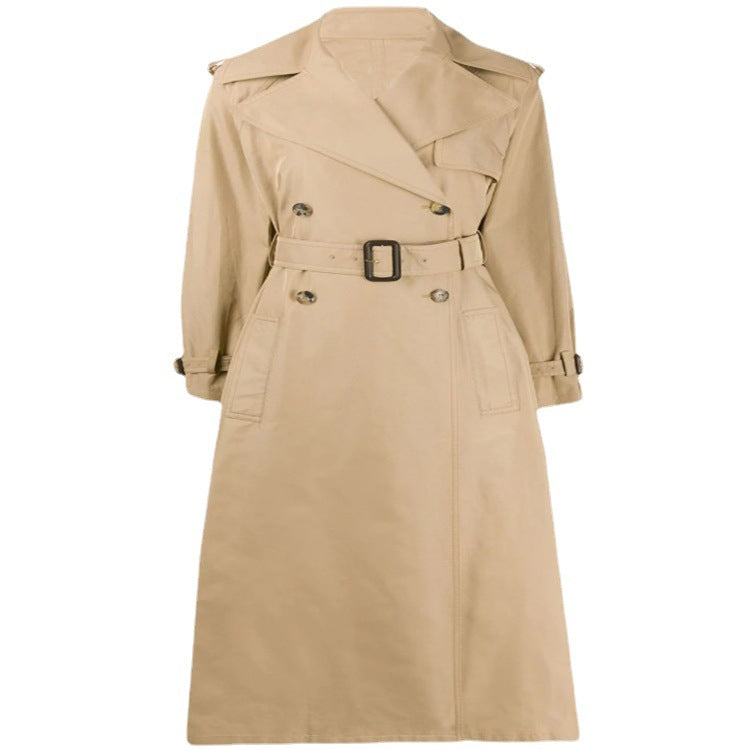 Damen Midilanger Trenchcoat im A‑Linien‑Schnitt mit Taillengürtel und Epauletten Echoarchiv