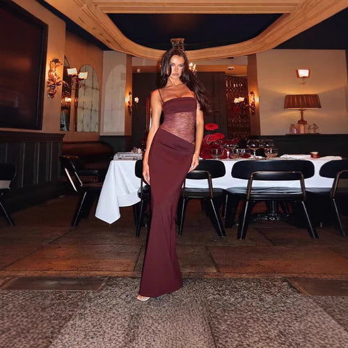 Damen Maxikleid mit transparentem Oberteil und eleganten Details Echo Archiv
