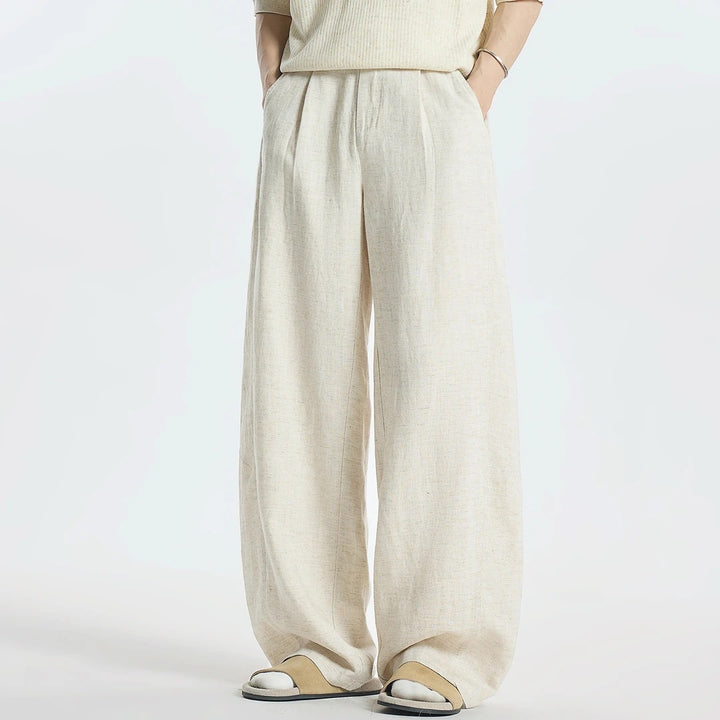 Damen Weitgeschnittene Leinenhose mit seitlichen Taschen Echo Archiv