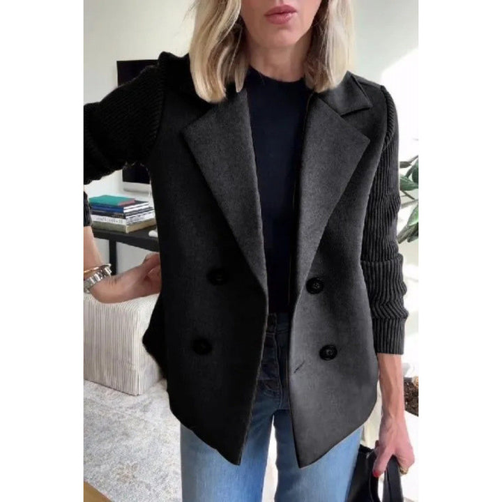 Damen Doppelreihige Blazer-Weste mit breitem Revers und gerippten Strickärmeln Echo Archiv
