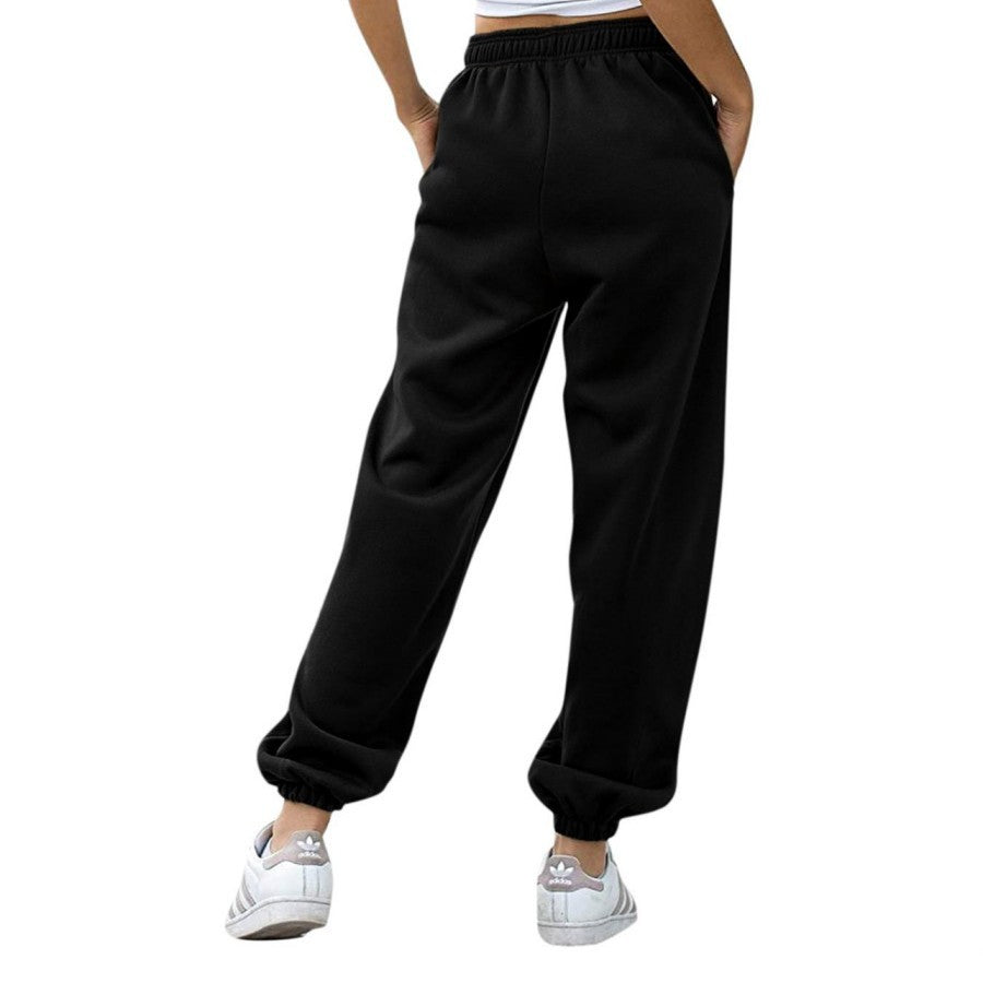 Damen weite High‑Waist Sweatpant mit elastischem Komfortbund, seitlichen Eingrifftaschen und gerafften Knöchelbündchen – Avérine