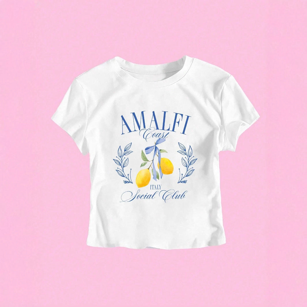 Damen T-Shirt mit frischem Obstmotiv und modernem Schriftzug Echo Archiv