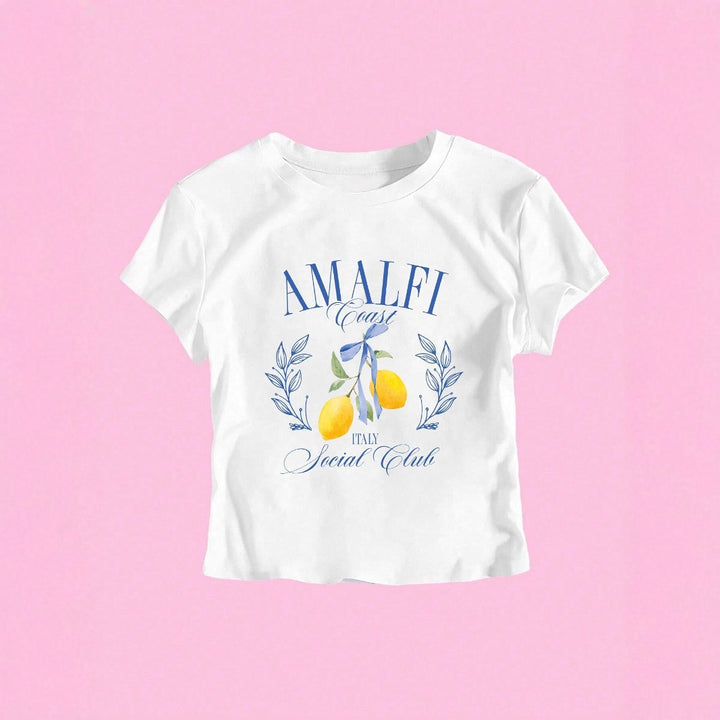 Damen T-Shirt mit frischem Obstmotiv und modernem Schriftzug Echo Archiv