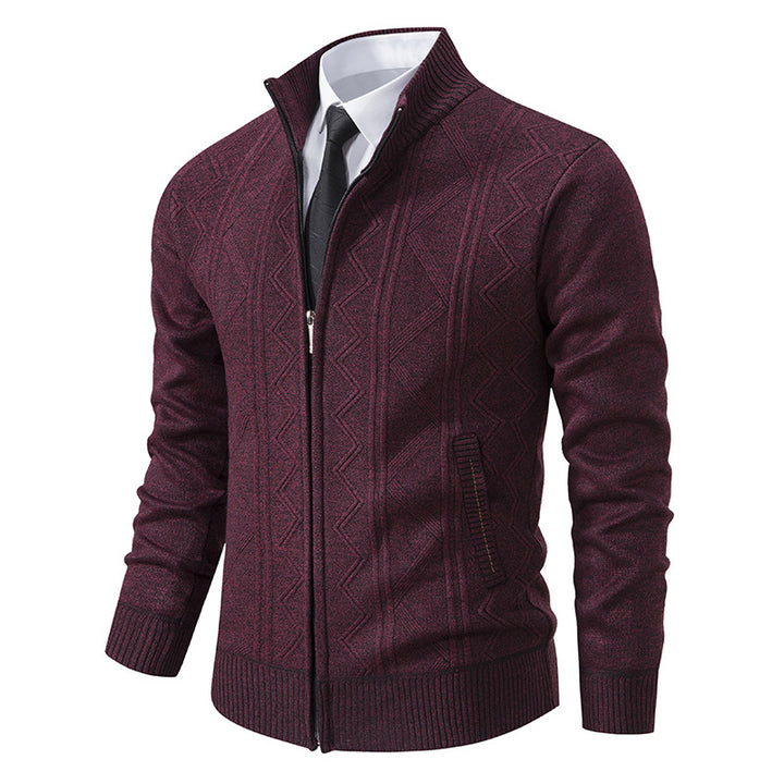 Herren nan Strickjacke mit Reißverschluss, Stehkragen und strukturierter Zopfmuster-Optik Echo Archiv
