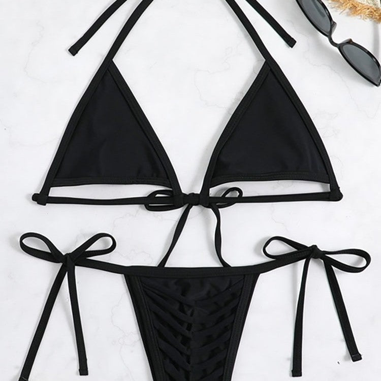 Damen Triangel-Bikini-Set mit geflochtenem Höschen und verstellbaren Trägern Echo Archiv