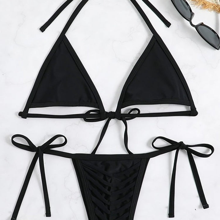 Damen Triangel-Bikini-Set mit geflochtenem Höschen und verstellbaren Trägern Echo Archiv