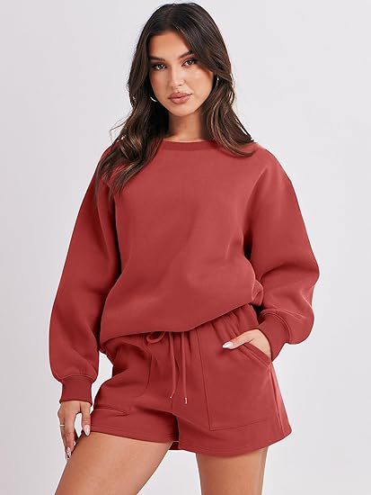 Damen Lässiges Sweatset mit Oversize‑Sweatshirt und hochgeschnittenen Shorts Echo Archiv