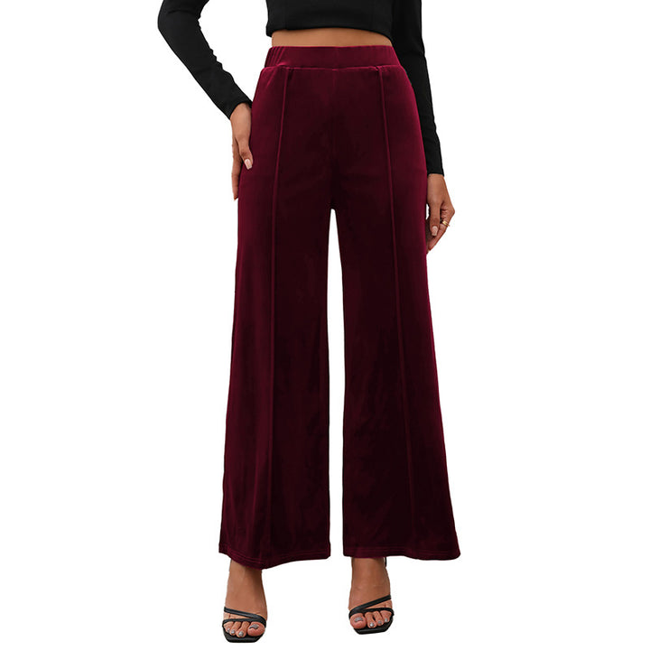 Damen Samt-Palazzohose mit hoher Taille und weitem Bein Echoarchiv