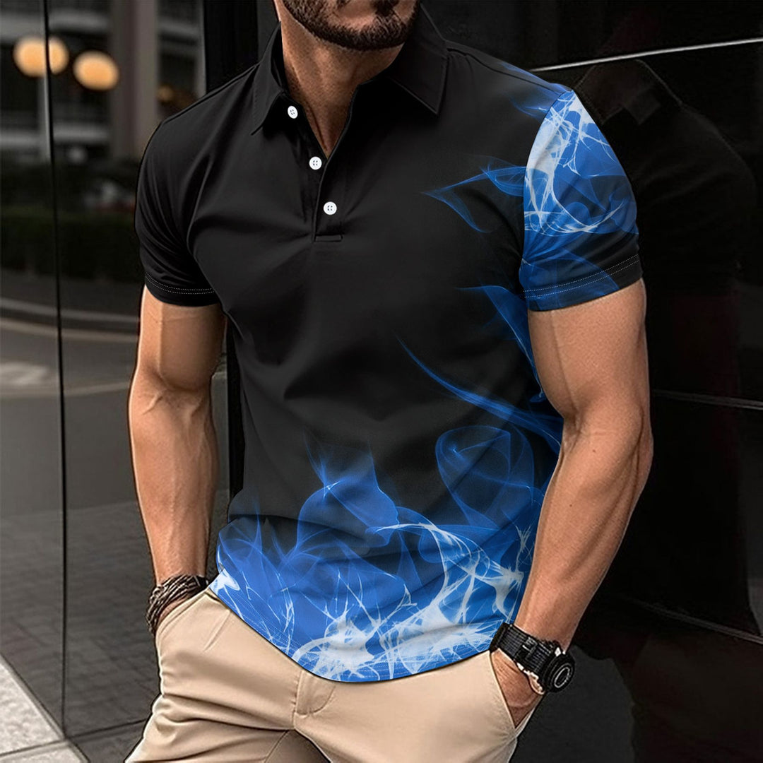 Herren sportliches Poloshirt mit dynamischem Farbverlauf und funktionalem Material Echoarchiv