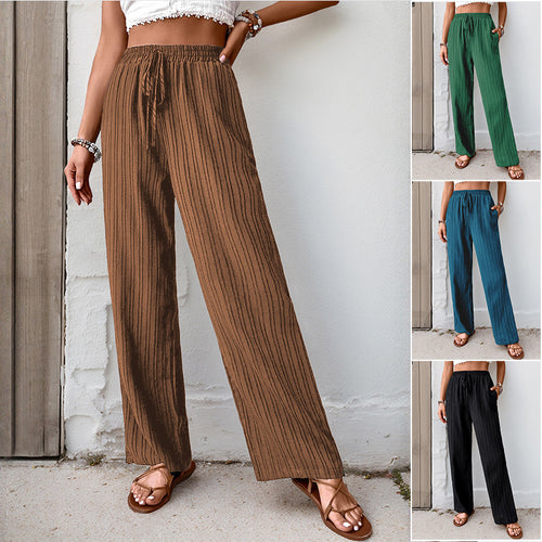 Damen Weite Sommerhose aus leichtem Crinkle‑Stoff mit elastischem Bund und Tunnelzug Echoarchiv