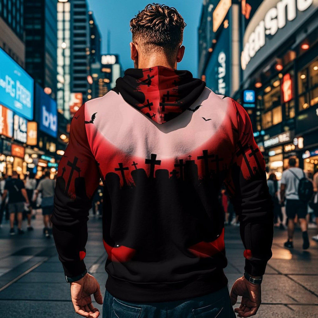 Herren Kapuzensweater mit kreativen Halloween-Motiv und lockerer Passform Echoarchiv
