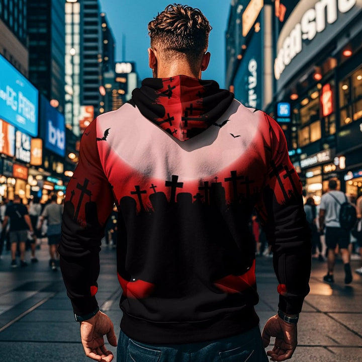 Herren Kapuzensweater mit kreativen Halloween-Motiv und lockerer Passform Echoarchiv