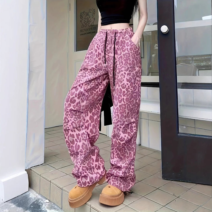 Damen Cargo-Hose mit Leopardenmuster und elastischem Bund Echo Archiv